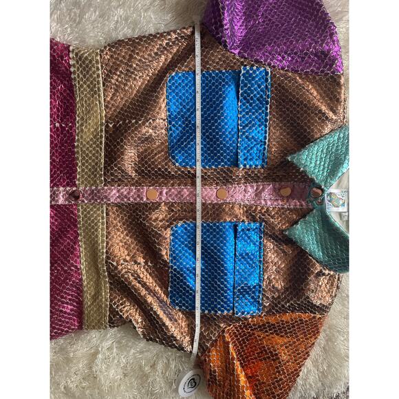 Queen of Sparkles Metallic Colorblock Dress Button Front short sleeve Large - Picture 10 of 12